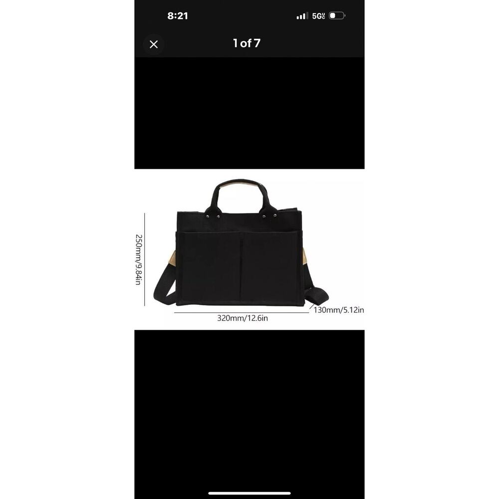 Tote Canvas Bag Multi-purpose Reusable Crossbody Bag for Business, Grocery Bags - Picture 3 of 4